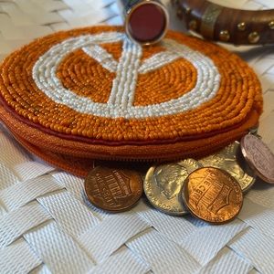 Beaded Peace Sign Coin Purse (NWT)